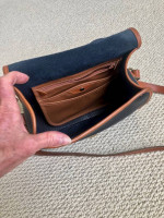 Dooney and Bourke Genuine All-Leather Navy/British Tan handbag